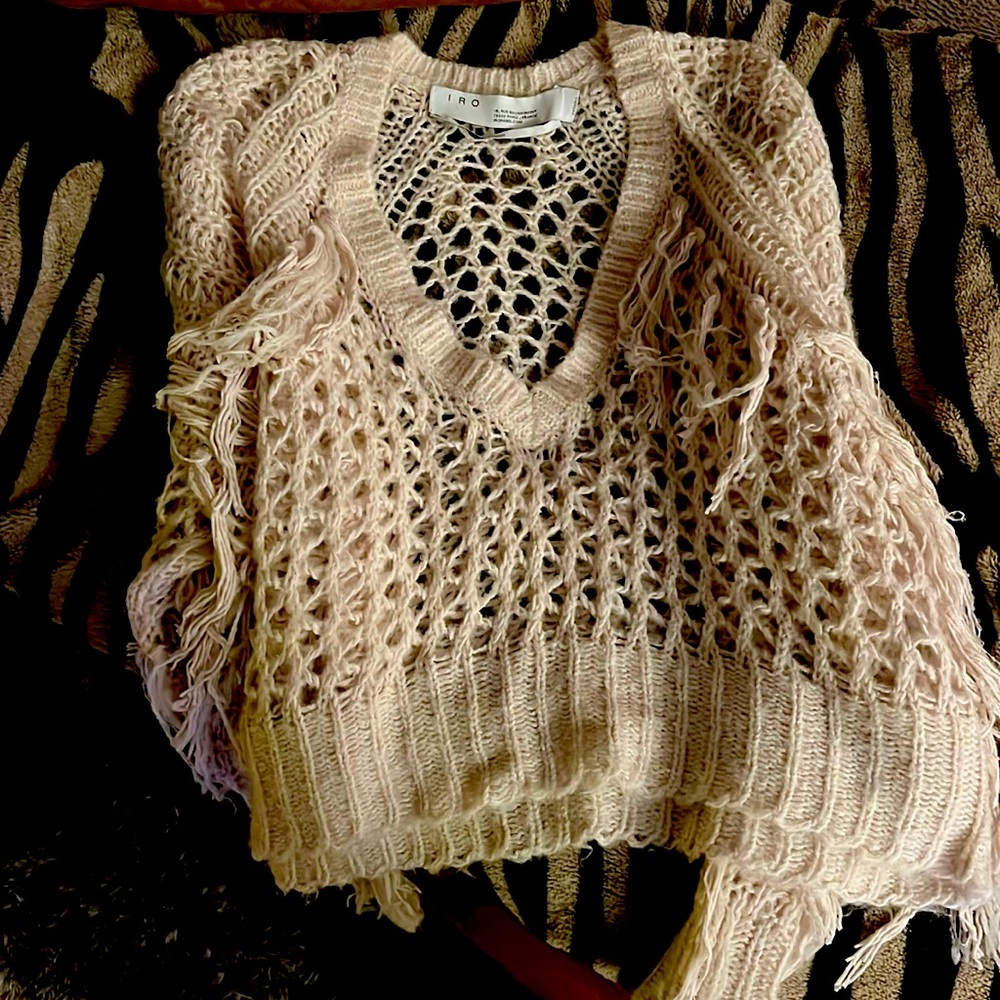 IRO Tassle Crochet Sweater XXS Cream